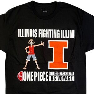 Illinois Fighting Illini One Piece T-Shirt Black CollegeBasketball USVoyage L J5